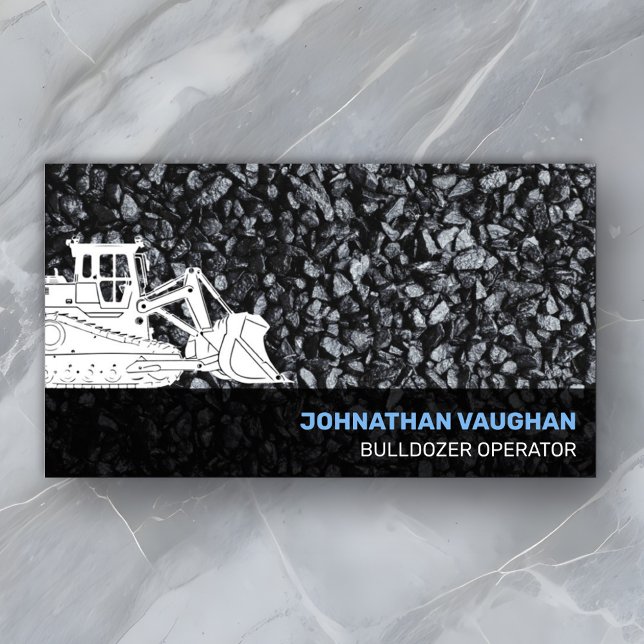 Construction Professional Bold Bulldozer Operator Business Card (General Construction Business Card with heavy equipment bulldozer operator, Modern professional bold)