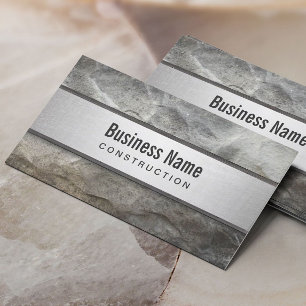 Construction Professional Metal & Stone Business Card