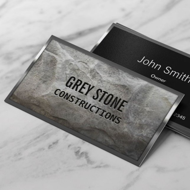 Construction Professional Metal & Stone Modern Business Card (Creator Uploaded)