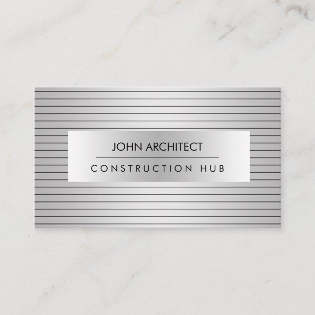 Construction Professional Modern Metal Builder Business Card (Front)