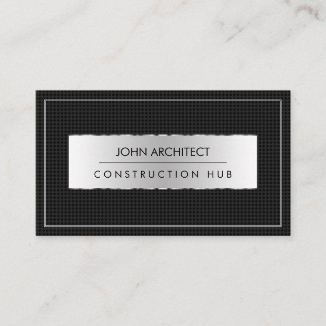 Construction Professional Modern Metal Builder Business Card (Front)