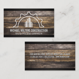 Construction Property Logo   Wood Business Card
