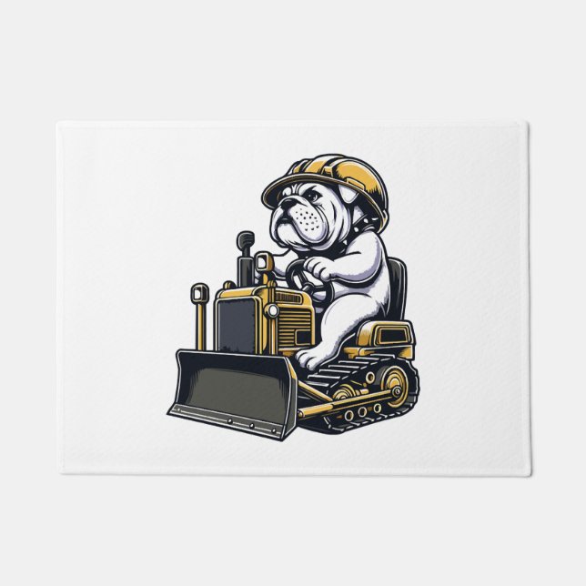 Construction Pup Bulldog Builder Doormat (Front)