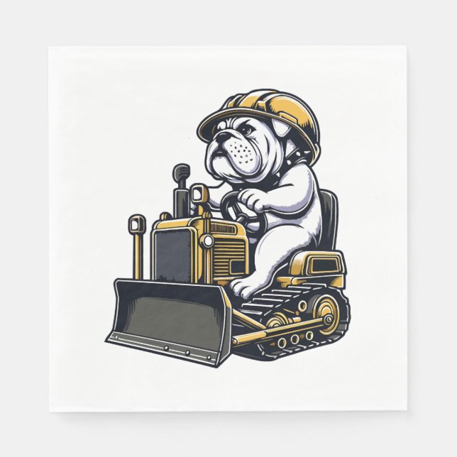 Construction Pup Bulldog Builder Napkin (Front)