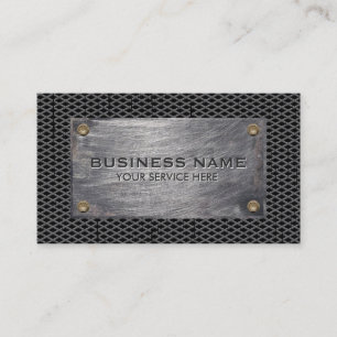 Construction Real Estate Grunge Metal Professional Business Card