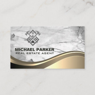 Construction Real Estate   Marble Metal Business Card