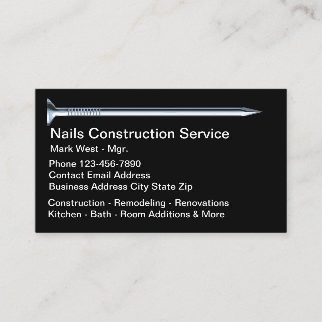 Construction Remodeling Service Business Card (Front)