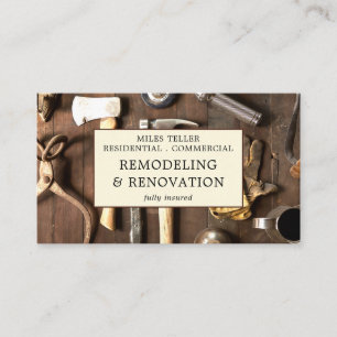 Construction Remodeling Wood Grain Tools  Business Card