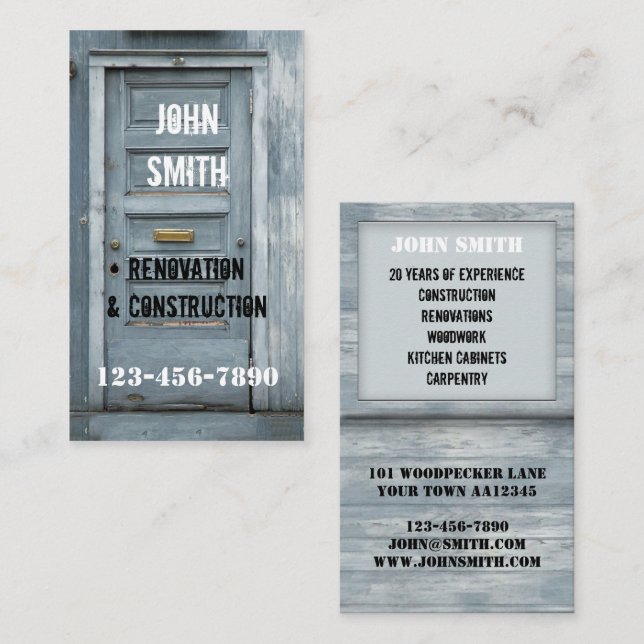 Construction Renovation Carpenter Business Card (Front/Back)