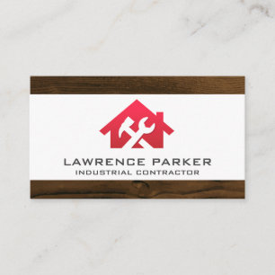 Construction Repair Icons   Red Home Wrench Logo Business Card