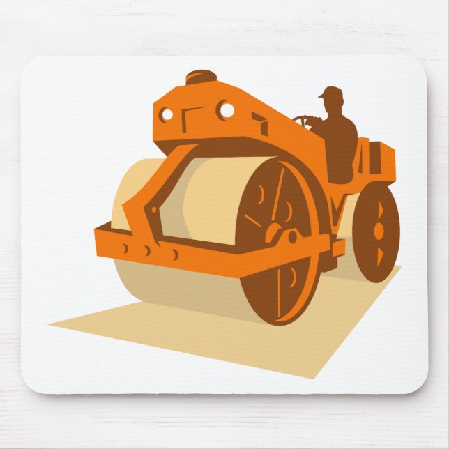 construction road roller retro mouse mat (Front)