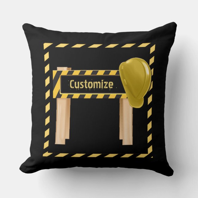 Construction Road Sign Cushion (Front)