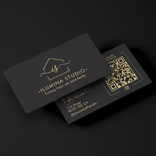 Construction Roofing Contractor Architect Black Business Card