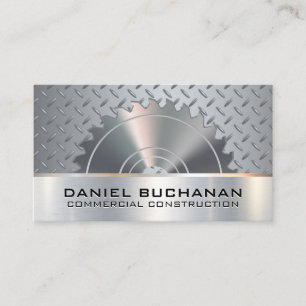 Construction   Saw    Metallic Grip Pattern Business Card