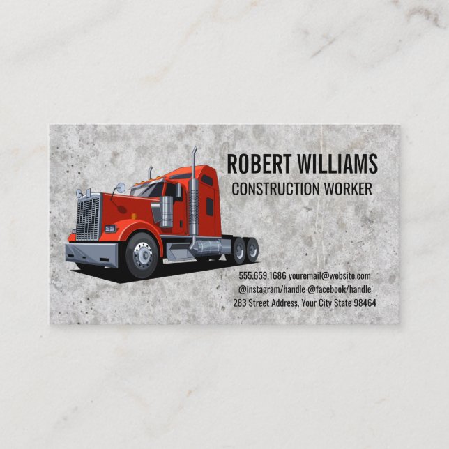Construction | Semi Truck | Concrete Background Appointment Card (Front)