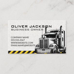 Construction   Semi Truck Illustration Business Card