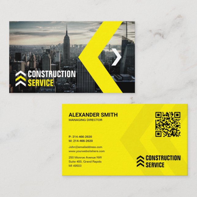 Construction Service, House Building, Realtor Business Card (Front/Back)
