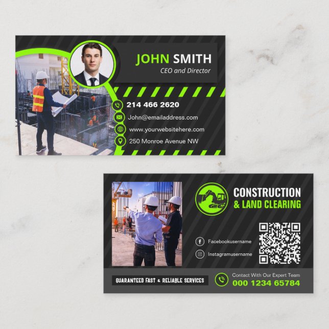 Construction Service, Rebuilding and renovation Business Card (Front/Back)