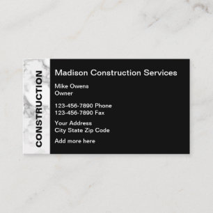 Construction Services Business Card