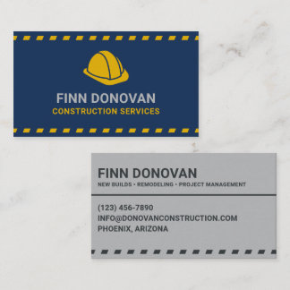 Construction Services Hardhat Dark Blue Business Card