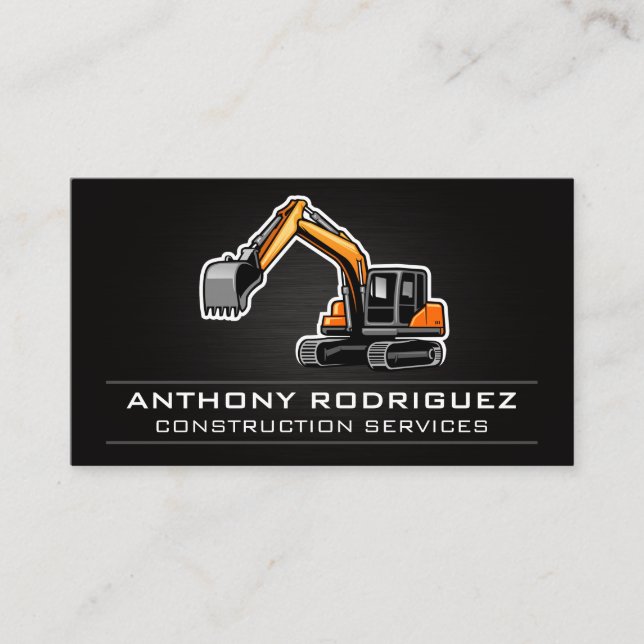 Construction Services | Heavy Machinery Operator Business Card (Front)
