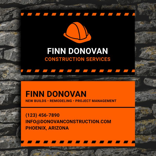 Construction Services Orange Hard Hat Business Card (Creator Uploaded)