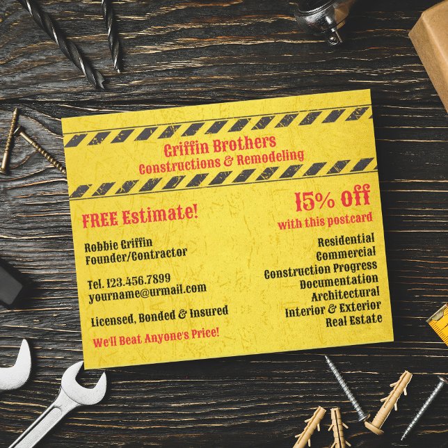Construction Services Postcard Template (Creator Uploaded)