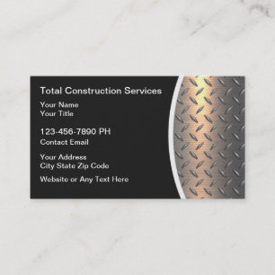 Construction Services Silver Tone Background Business Card
