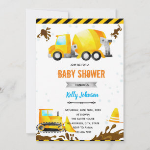 Construction shower  suite theme invitation