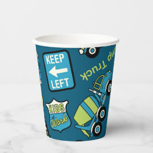 Construction Signs and Trucks Paper Cups