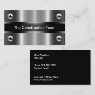 Construction Silver Metallic Tone Look Business Card