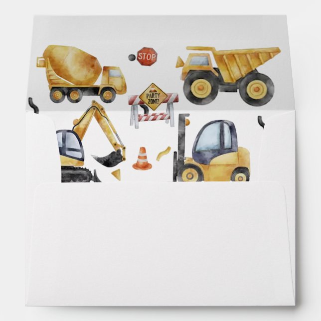 Construction Site Birthday Tractors, Cranes Envelope (Back (Bottom))