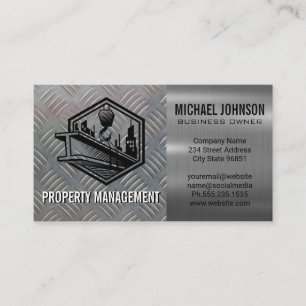 Construction Site Build   Metal Steel Plate Business Card