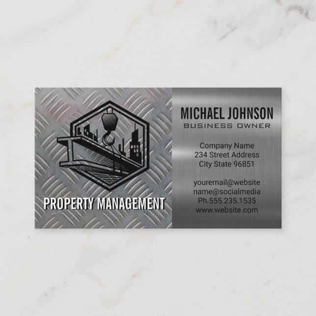 Construction Site Build | Metal Steel Plate Business Card (Front)