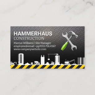 Construction Site   Builder Tools   Metal Business Card