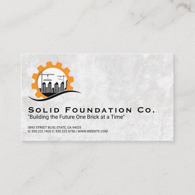 Construction Site | Buildings Skyline Business Card (Front)