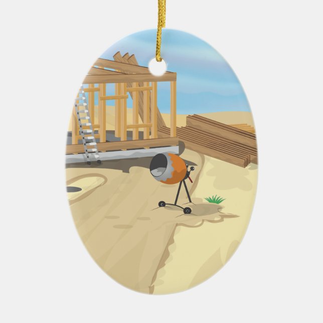Construction Site Ceramic Tree Decoration (Front)