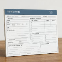 Construction Site Contractors Builders Daily Log