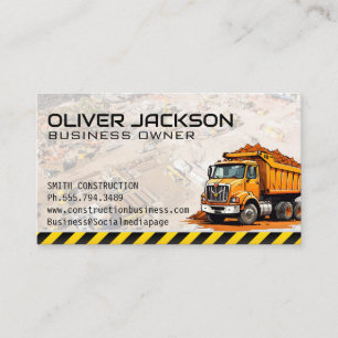 Construction Site   Dump Truck Vehicle Business Card