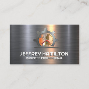 Construction Site   General Contractor   Metal Business Card