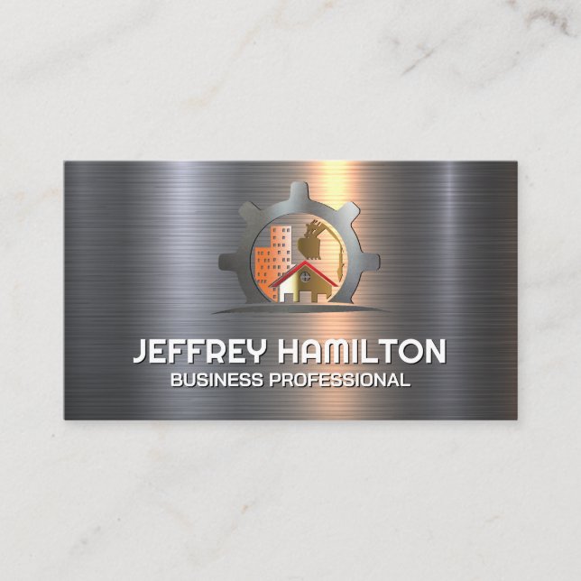Construction Site | General Contractor | Metal Business Card (Front)
