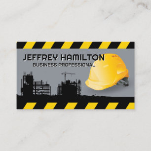 Construction Site Hard Hat   General Contractor Business Card