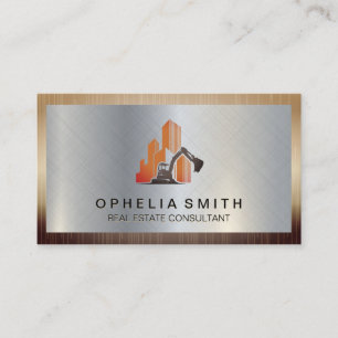 Construction Site Metal Border Business Card