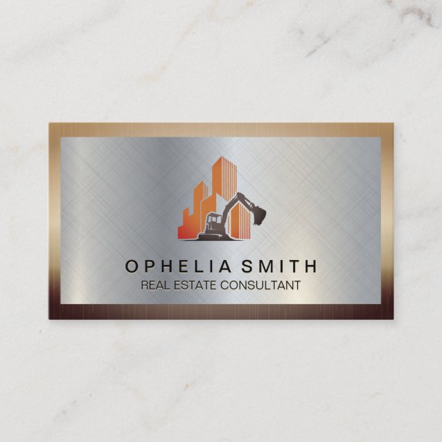 Construction Site | Metal Border Business Card (Front)