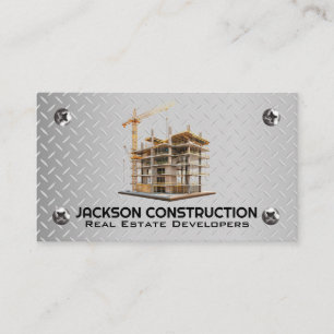 Construction Site   Steel and Metal Screws Business Card