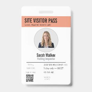 Construction Site Visitor Pass Photo ID Badge