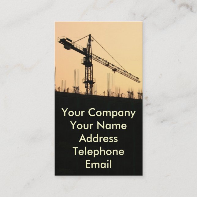 Construction Site with Large Crane Business Card (Front)
