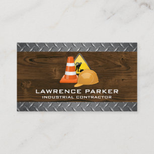 Construction Site   Wood Metal Business Card
