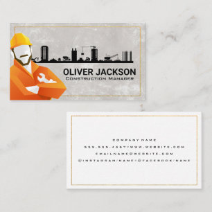 Construction Site   Worker Holding Wrench Business Card