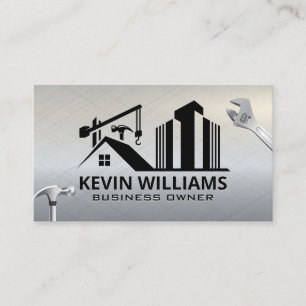 Construction Site   Wrench Hammer Tools Business Card